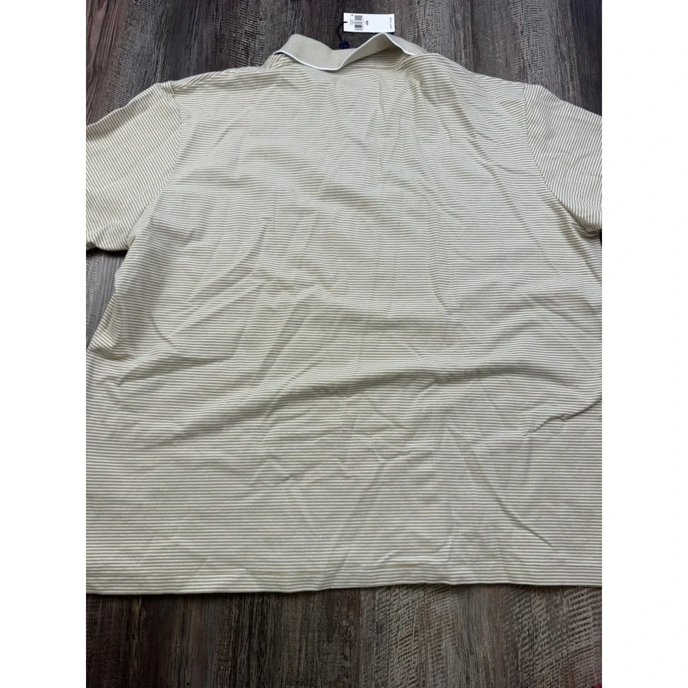Polo Ralph Lauren Mens 4XB Beige White Striped Short Sleeve Polo Shirt NWT